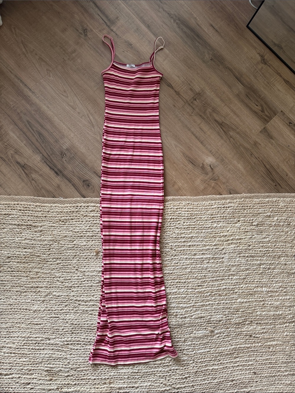 Ardene Pink & White Striped Maxi Slip Dress